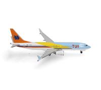 Herpa Modellino aereo TUIfly Boeing 737 Max 8 "50 Jahre" - D-AMAH "Fuerteventura", miniatura in scala 1:500, pezzo da collezione, modello di aereo senza base, metallo