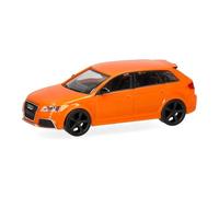 Herpa modellino Audi RS3 Sportback, arancione fiamma con cerchi neri, miniatura in scala 1:87, pezzo da collezione, Made in Germany, modello in plastica