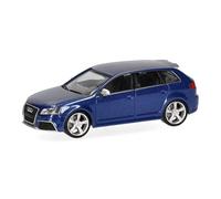 Herpa modellino Audi RS3 Sportback, blu Sepang perlato, miniatura in scala 1:87, pezzo da collezione, Made in Germany, modello in plastica