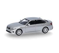 herpa modellino auto BMW Serie 3 Berlina (G20), argento ghiaccio, miniatura in scala 1:87, da collezione, Made in Germany, modello in plastica
