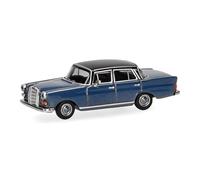 herpa modellino auto Mercedes-Benz 200 Heckflosse, blu/nero, miniatura in scala 1:87, da collezione, Made in Germany, modello in plastica
