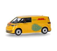 Herpa Modellino auto VW ID. Buzz Cargo "DHL", miniatura in scala 1:87, pezzo da collezione, Made in Germany, modello in plastica