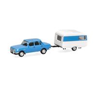 herpa modellino auto Wartburg 353 '82 berlina con Qek, azzurro cielo, miniatura in scala 1:87, da collezione, Made in Germany, modello in plastica