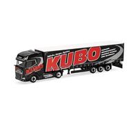 Herpa Modellino camion DAF XG+ autoarticolato telonato "KUBO", miniatura in scala 1:87, pezzo da collezione, Made in Germany, plastica