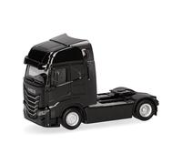 Herpa Modellino camion Iveco S-Way facelift (MY24) trattore 2 assi, nero, miniatura in scala 1:87, pezzo da collezione, Made in Germany, plastica