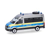 Herpa Modellino camion MAN TGE bus tetto alto "Polizia Mobile Baden-Württemberg", miniatura in scala 1:87, pezzo da collezione, Made in Germany, plastica