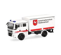 Herpa Modellino camion MAN TGM MzKW (veicolo polivalente) "Protezione civile Bassa Sassonia", miniatura in scala 1:87, pezzo da collezione, Made in Germany, plastica