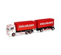 Herpa Modellino camion MAN TGS TM bilico con cassoni scarrabili "Edelhäuser", miniatura in scala 1:87, pezzo da collezione, Made in Germany, plastica