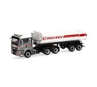herpa Modellino camion MAN TGS TN con semirimorchio ribaltabile Herzer (Austria), miniatura in scala 1:87, da collezione, Made in Germany, in plastica
