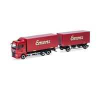 herpa Modellino camion MAN TGX GM autotreno con casse mobili Emons, miniatura in scala 1:87, da collezione, Made in Germany, in plastica