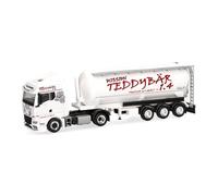 herpa Modellino camion MAN TGX GM semirimorchio silos Silo Melmer/Teddybär 1.4" (Austria/Imst), miniatura scala 1:87, pezzo da collezione, Made in Germany, plastica