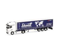 Herpa Modellino camion Mercedes-Benz Actros Bigspace semirimorchio telonato "Schmidt Gevelsberg", miniatura in scala 1:87, pezzo da collezione, Made in Germany, plastica