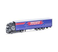 herpa Modellino camion Mercedes-Benz Actros Streamspace 2.3 15m Lowliner con rimorchio Toni Hotz, miniatura in scala 1:87, da collezione, Made in Germany, plastica