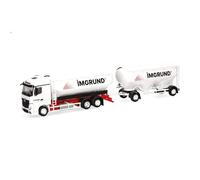 herpa Modellino camion Mercedes-Benz Actros Streamspace autotreno silo liquido Imgrund, miniatura in scala 1:87, da collezione, Made in Germany, in plastica