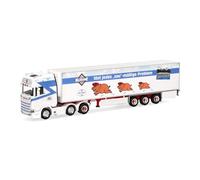 herpa Modellino camion Scania CS 20 HD camion frigorifero con rimorchio Kurant Fleisch, trattore con gru di carico e supporto posteriore, miniatura in scala 1:87, fatto in Germania, plastica