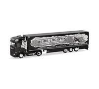 Herpa Modellino camion Scania CS 20 HD semirimorchio frigo "Heide Logistik", miniatura in scala 1:87, pezzo da collezione, Made in Germany, plastica