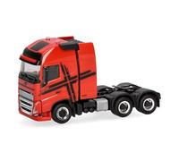 herpa Modellino camion Volvo FH 16 GL XL 2020 motrice con torre per carichi pesanti 3 assi, rosso-nero, scala 1:87, pezzo da collezione, Made in Germany, plastica