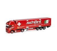 Herpa Modellino camion Volvo FH GL XL 2020 Electric semirimorchio frigo "Schöni" (Svizzera), miniatura in scala 1:87, pezzo da collezione, Made in Germany, plastica