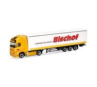 Herpa Modellino camion Volvo FH GL XL electric autoarticolato telonato con sponde "Bischof", miniatura in scala 1:87, pezzo da collezione, Made in Germany, plastica