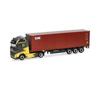 herpa Modellino camion Volvo FH GL XL Electric autotreno container 40ft Ancotrans/CAI, miniatura in scala 1:87, da collezione, Made in Germany, in plastica