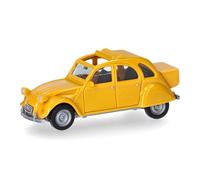 herpa modellino Citroën 2CV con Queue, jaune mimosa, miniatura in scala 1:87, pezzo da collezione, Made in Germany, modello in plastica