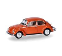 herpa Modellino d'auto VW Käfer 1303, arancione brillante, miniatura in scala 1:87, pezzo da collezione, Made in Germany, modello in plastica