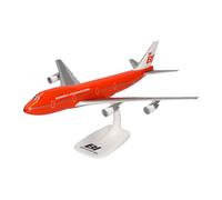 herpa Modellino di aereo Snap-Fit Braniff International Boeing 747-100 "Big Pumpkin, miniatura in scala 1:250, pezzo da collezione, modello con base, plastica