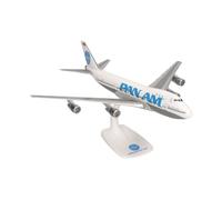 herpa Modellino di aereo Snap-Fit Pan Am Boeing 747-100, miniatura in scala 1:250, pezzo da collezione, modello con base, plastica