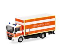 herpa Modellino MAN TGM camion con sponda idraulica Vigili del fuoco Düsseldorf, miniatura in scala 1:87, da collezione, Made in Germany, modello in plastica
