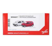 Herpa Modellino Mini Kit Renault Twingo, set da 2 pezzi, Vermehlo Vivo/Jaune Vaniglia, in miniatura in scala 1:87, da collezione, kit per modellismo, plastica