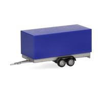 Herpa Modellino rimorchio con telone per auto 2 assi, blu oltremare, miniatura in scala 1:87, pezzo da collezione, Made in Germany, modello in plastica