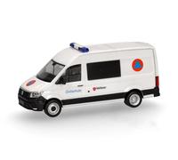herpa modellino Volkswagen (VW) Crafter furgone alto tetto Malteser/Protezione Civile, miniatura in scala 1:87, pezzo da collezione, prodotto in Germania, plastica