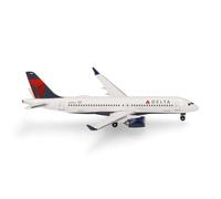 herpa modello aereo Airbus A220-300 - N302DU, Delta Air Lines, miniatura in scala 1:500, pezzo da collezione, senza supporto, metallo