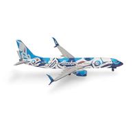 herpa modello aereo Boeing 737-800 "Xáat Kwáani (Lachsmenschen) Alaska Airlines, miniatura in scala 1:500, pezzo da collezione, senza supporto, metallo