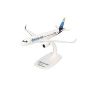 herpa modello aereo Snap-Fit Airbus A320 Discover Airlines, miniatura in scala 1:200, pezzo da collezione, con supporto, plastica.