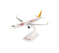herpa modello aereo Snap-Fit Airbus A321neo 100th Pegasus Airlines, miniatura in scala 1:200, pezzo da collezione, con supporto, plastica.
