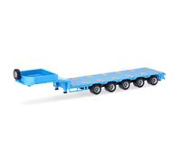 herpa modello camion Goldhofer semirimorchio ribassato a 5 assi, azzurro cielo, miniatura in scala 1:87, pezzo da collezione, Made in Germany, plastica