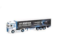 Herpa modello camion MAN TGX GX autoarticolato telonato "Spedition Höhner/Wir bewegen Deutschland", miniatura in scala 1:87, pezzo da collezione, Made in Germany, plastica