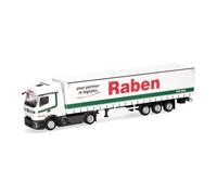 Herpa modello camion Mercedes-Benz Actros L ProCabin Streamspace autoarticolato telonato "Raben Logistics", miniatura in scala 1:87, pezzo da collezione, Made in Germany, plastica