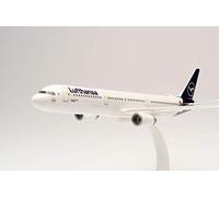Herpa modello di aereo Airbus A321 Die Maus“, Lufthansa Doppeldecker in scala 1:200 - Snap-Fit, pezzo da collezione, miniatura deco, statuetta con supporto in plastica