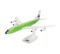 Herpa modello di aereo Braniff International Boeing 707-320 - Solid lime green, in scala 1:144 - Snap-Fit, pezzo da collezione, miniatura deco, statuetta con supporto in plastica