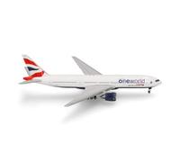 Herpa modello di aereo British Airways Boeing 777-200 "oneworld" in scala 1:500 - modello di aereo, pezzo da collezione, miniatura deco, statuetta in metallo senza supporto