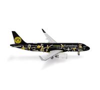 Herpa modello di aereo Eurowings Airbus A320 "BVB Fanairbus" - D-AEWM in scala 1:400 - modello di aereo, pezzo da collezione, miniatura deco, statuetta con supporto in metallo