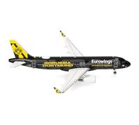 Herpa modello di aereo Eurowings Airbus A320 "BVB Mannschaftsairbus" (2025), in scala 1:200, modello di aereo, pezzo da collezione, miniatura deco, statuetta con supporto in metallo