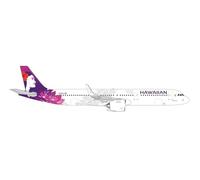 Herpa modello di aereo Hawaiian Airlines Airbus A321neo - N215HA in scala 1:500 - modello di aereo, pezzo da collezione, miniatura deco, statuetta senza supporto in metallo
