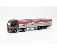 herpa Modello di autocarro Iveco S-Way Schmitz Ecoflex articolato Hiller Logistik fedele all'originale in scala 1:87, modellino di autocarro, oggetto da collezione per modellismo
