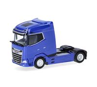 Herpa modello di camion DAF XG facelift trattore stradale 2 assi, blu, con gru di carico e stabilizzatore posteriore, in scala 1:87, pezzo da collezione, modello tedesco, statuetta plastica