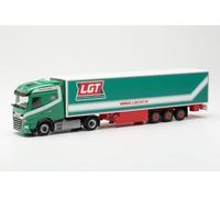 Herpa modello di camion DAF XG Koffer-Sattelzug "LGT Logistics AS" (Dänemark/Horsens), in scala 1:87, pezzo da collezione, modello tedesco, statuetta plastica