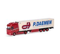 Herpa modello di camion DAF XG Kühlkoffer-Sattelzug"P. DAEMEN" (Niederlande/Maasbree), in scala 1:87, pezzo da collezione, modello tedesco, statuetta plastica