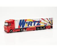 herpa modello di camion Mercedes-Benz Actros '18 Bigspace 15 Meter Kühlkoffer-Sattelzug Wirtz Popart, scala 1:87, modello tedesco, statuetta plastica